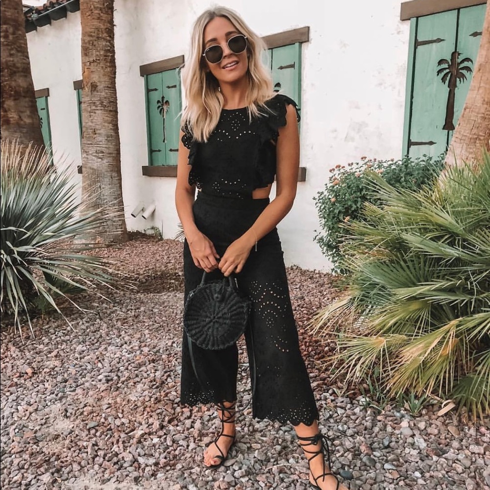 NWOT: Ruffle detail eyelet jumpsuit